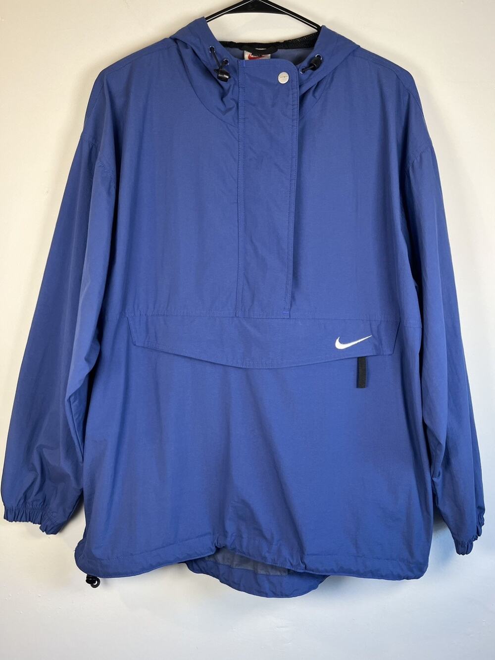 Nike Vintage Windbreaker Jacket Unisex Sz M Blue Pullover Hooded 90s Anorak Y2K